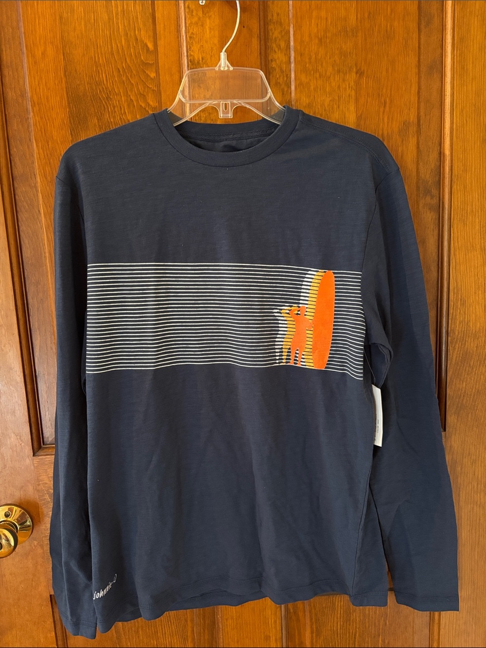 Johnnie-O Men's Navy Long-Sleeve Graphic Surf Shirt, NWT, S